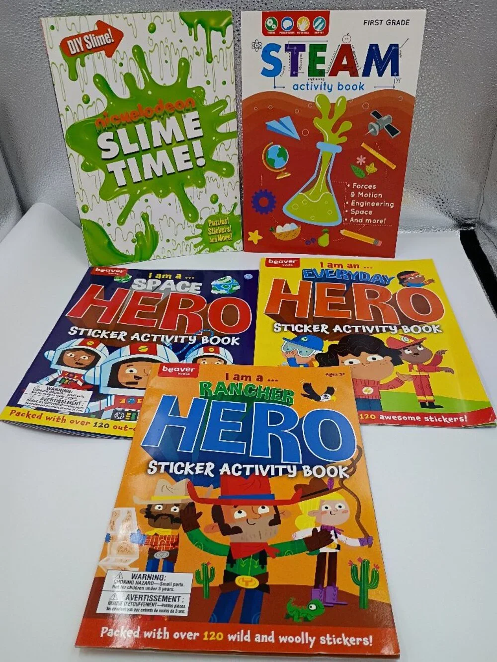 5-Pc Kids Fun Educational Activity Multi-Age Book Bundle- STEM Science Sticker